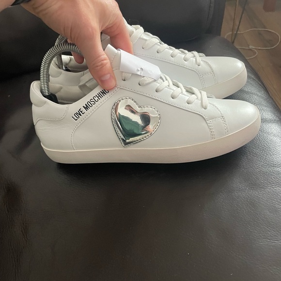 Love moschino white leather trainers uk5 - Picture 4 of 8